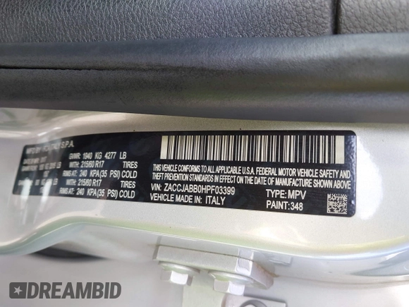 2017 Jeep Renegade Altitude с VIN ZACCJABB0HPF03399, выставлен на аукционе IAAI как лот 42204522 с пробегом 60 100 миль миль и . История ставок и продаж доступна на DreamBid. Изображение 9.