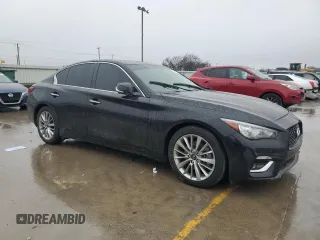 2021 Infiniti Q50 Luxe with VIN JN1EV7BP5MM706988, listed as a Copart auction lot 43010855 with 80,701 mi miles and Salvage title. Bid and sale history available at DreamBid. Image 4.