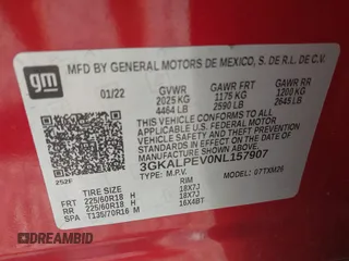 2022 GMC Terrain SLT с VIN 3GKALPEV0NL157907, выставлен на аукционе IAAI как лот 42394328 с пробегом 65 209 миль миль и . История ставок и продаж доступна на DreamBid. Изображение 9.
