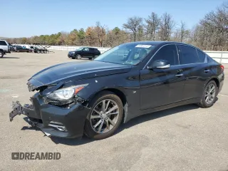 2015 Infiniti Q50 Premium with VIN JN1BV7ARXFM406453, listed as a Copart auction lot 54661515 with 77,298 mi miles and Salvage Title. Bid and sale history available at carsss.com. Image 1.