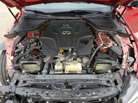 2020 Infiniti Q50 Red Sport 400 with VIN JN1FV7AP4LM630619, listed as a Copart auction lot 89322685 with 49,573 mi miles and Salvage title. Bid and sale history available at DreamBid. Image 12.
