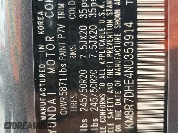 2022 Hyundai Palisade Calligraphy z VIN KM8R7DHE4NU353914, wystawiony jako Copart lot #58190955 z przebiegiem 57 583 mil mil oraz Szkoda całkowita • Salvage title. Historia ofert i sprzedaży dostępna na DreamBid. Obrazek 14.