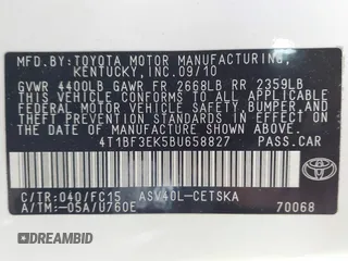 2011 Toyota Camry LE z VIN 4T1BF3EK5BU658827, wystawiony jako IAAI lot #41704973 z przebiegiem 212 443 mil mil oraz . Historia ofert i sprzedaży dostępna na DreamBid. Obrazek 9.