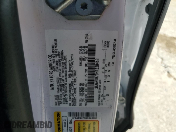2017 Ford Fusion SE z VIN 3FA6P0H70HR328463, wystawiony jako Copart lot #57768095 z przebiegiem 115 950 mil mil oraz Nie do naprawy • Non repairable. Historia ofert i sprzedaży dostępna na DreamBid. Obrazek 12.