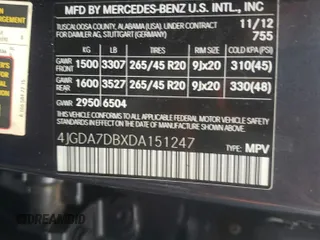 2013 Mercedes-Benz M 550 z VIN 4JGDA7DBXDA151247, wystawiony jako Copart lot #54742695 z przebiegiem 131 205 mil mil oraz Szkoda całkowita • Salvage title. Historia ofert i sprzedaży dostępna na DreamBid. Obrazek 13.
