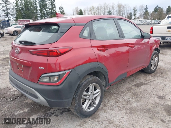 2022 Hyundai Kona SE with VIN KM8K2CAB0NU868211, listed as a IAAI auction lot 41901790 with 37,589 mi miles. Bid and sale history available at carsss.com. Image 4.