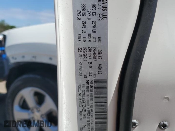 2019 Jeep Compass Latitude with VIN 3C4NJCBB7KT854959, listed as a Copart auction lot 55556235 with 53,470 mi miles and Salvage title. Bid and sale history available at DreamBid. Image 14.
