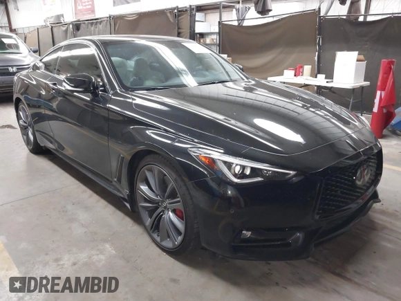 2022 Infiniti Q60 Red Sport 400 with VIN JN1FV7LL4NM680157, listed as a IAAI auction lot 42408607 with 49,060 mi miles and . Bid and sale history available at DreamBid. Image 1.