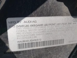 2014 Audi A4 Premium with VIN WAUBFAFL4EA083512, listed as a IAAI auction lot 42162290 with 192,786 mi miles. Bid and sale history available at carsss.com. Image 9.