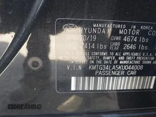 2019 Genesis G70 2.0T Advanced with VIN KMTG34LA5KU044008, listed as a IAAI auction lot 40764045 with 55,659 mi miles. Bid and sale history available at carsss.com. Image 9.