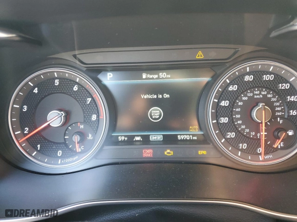 2020 Genesis G70 2.0T with VIN KMTG34LA5LU053373, listed as a Copart auction lot 42152495 with 59,701 mi miles and Salvage Title. Bid and sale history available at carsss.com. Image 9.