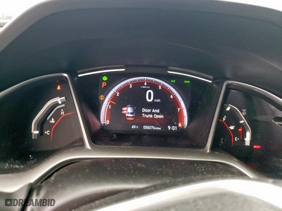 2019 Honda Civic Sedan Sport with VIN 2HGFC2F8XKH577001, listed as a Copart auction lot 45701045 with 58,276 mi miles and Salvage Title. Bid and sale history available at carsss.com. Image 9.