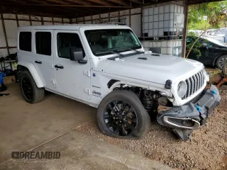 2024 Jeep Wrangler Sahara with VIN 1C4RJXP67RW223380, listed as a Copart auction lot 52192095 with 18,326 mi miles and Salvage Title. Bid and sale history available at DreamBid. Image 4.