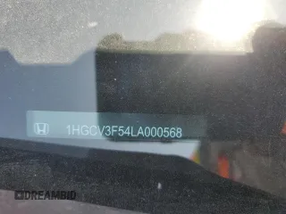 2020 Honda Accord EX-L с VIN 1HGCV3F54LA000568, выставлен на аукционе Copart как лот 57894155 с пробегом Не указан миль и Списание • Salvage title. История ставок и продаж доступна на DreamBid. Изображение 12.