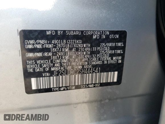 2025 Subaru Forester Limited with VIN JF2SLDRC2SH444541, listed as a Copart auction lot 49526075 with 3,286 mi miles and Salvage Title. Bid and sale history available at carsss.com. Image 15.