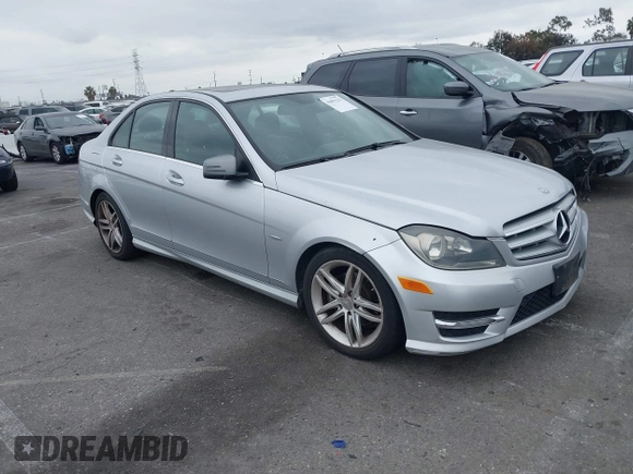 2012 Mercedes-Benz C-Class C 250 Sport with VIN WDDGF4HB4CR199148, listed as a IAAI auction lot 41891233 with 1 mi miles. Bid and sale history available at carsss.com. Image 1.