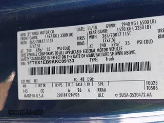 2019 Ford F-150 XL with VIN 1FTEX1EB9KKC09133, listed as a IAAI auction lot 40319582 with 151,728 mi miles. Bid and sale history available at carsss.com. Image 9.