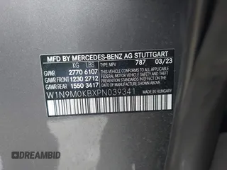 2023 Mercedes-Benz EQB 300 z VIN W1N9M0KBXPN039341, wystawiony jako IAAI lot #41926266 z przebiegiem 29 026 mil mil oraz . Historia ofert i sprzedaży dostępna na DreamBid. Obrazek 9.