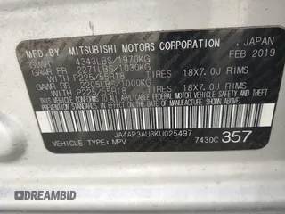 2019 Mitsubishi Outlander Sport ES 2.0 with VIN JA4AP3AU3KU025497, listed as a IAAI auction lot 41796144 with 96,704 mi miles. Bid and sale history available at carsss.com. Image 9.