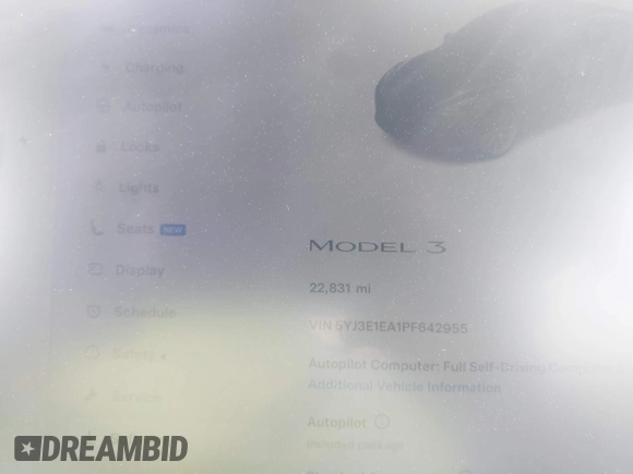 2023 Tesla Model 3 z VIN 5YJ3E1EA1PF642955, wystawiony jako IAAI lot #42121508 z przebiegiem 22 831 mil mil oraz . Historia ofert i sprzedaży dostępna na DreamBid. Obrazek 7.