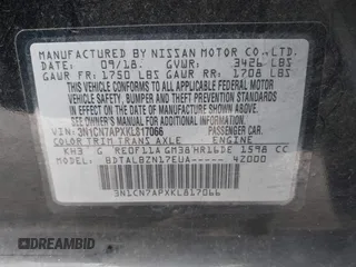 2019 Nissan Versa SV z VIN 3N1CN7APXKL817066, wystawiony jako IAAI lot #41387531 z przebiegiem 57 197 mil mil oraz . Historia ofert i sprzedaży dostępna na DreamBid. Obrazek 9.
