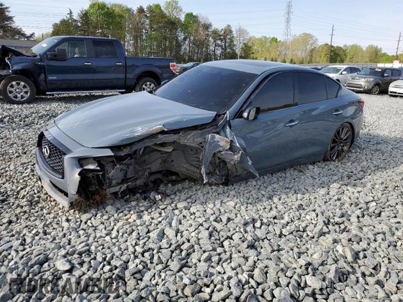 2021 Infiniti Q50 Red Sport 400 with VIN JN1FV7DP1MM850085, listed as a Copart auction lot 52563075 with Not provided miles and Salvage title. Bid and sale history available at DreamBid. Image 1.