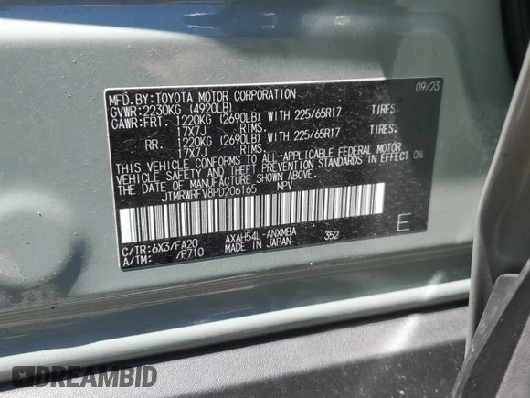 2023 Toyota RAV4 Hybrid XLE z VIN JTMRWRFV8PD206165, wystawiony jako Copart lot #58083135 z przebiegiem 27 023 mil mil oraz Szkoda całkowita • Salvage title. Historia ofert i sprzedaży dostępna na DreamBid. Obrazek 13.
