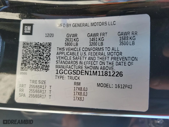 2021 Chevrolet Colorado 2WD Z71 with VIN 1GCGSDEN1M1181226, listed as a Copart auction lot 89271075 with 75,404 mi miles and Salvage Title. Bid and sale history available at carsss.com. Image 13.