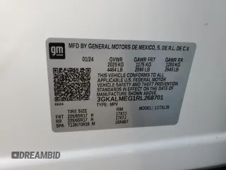 2024 GMC Terrain SLE with VIN 3GKALMEG1RL268701, listed as a Copart auction lot 55166565 with 9,849 mi miles and Salvage title. Bid and sale history available at DreamBid. Image 13.