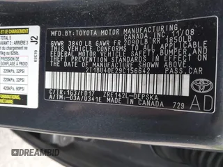 2009 Toyota Corolla with VIN 2T1BU40E29C156642, listed as a IAAI auction lot 42214601 with 255,813 mi miles. Bid and sale history available at carsss.com. Image 9.