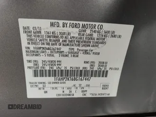 2011 Ford Taurus SHO with VIN 1FAHP2KT6BG167447, listed as a IAAI auction lot 41433934 with 201,600 mi miles and . Bid and sale history available at DreamBid. Image 9.