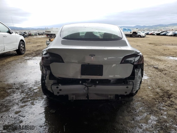 2023 Tesla Model 3 with VIN 5YJ3E1EA9PF515418, listed as a Copart auction lot 43785455 with 6,998 mi miles and Salvage Title. Bid and sale history available at carsss.com. Image 6.