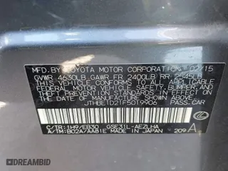 2015 Lexus IS 350 with VIN JTHBE1D21F5019906, listed as a IAAI auction lot 41484147 with 84,249 mi miles. Bid and sale history available at carsss.com. Image 9.