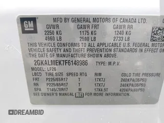 2015 GMC Terrain SLE z VIN 2GKALMEK7F6148986, wystawiony jako IAAI lot #42417948 z przebiegiem 142 136 mil mil oraz . Historia ofert i sprzedaży dostępna na DreamBid. Obrazek 9.