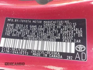 2016 Toyota Corolla L with VIN 2T1BURHE0GC552860, listed as a IAAI auction lot 42167395 with 108,011 mi miles and . Bid and sale history available at DreamBid. Image 9.