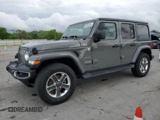2021 Jeep Wrangler Unlimited Sahara z VIN 1C4HJXEN0MW592791, wystawiony jako Copart lot #53545455 z przebiegiem 106 648 mil mil oraz Szkoda całkowita • Salvage title. Historia ofert i sprzedaży dostępna na DreamBid. Obrazek 1.