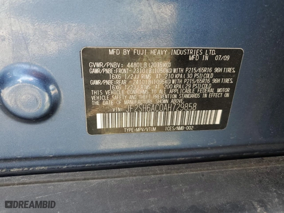 2010 Subaru Forester 2.5X with VIN JF2SH6AC0AH729858, listed as a Copart auction lot 50415515 with 174,880 mi miles and Salvage Title. Bid and sale history available at carsss.com. Image 13.