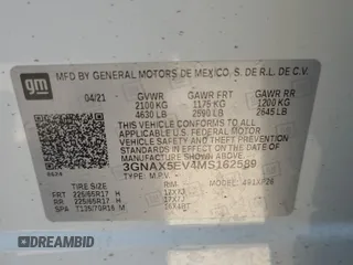 2021 Chevrolet Equinox LS with VIN 3GNAX5EV4MS162589, listed as a IAAI auction lot 42619578 with 87,455 mi miles and . Bid and sale history available at DreamBid. Image 4.
