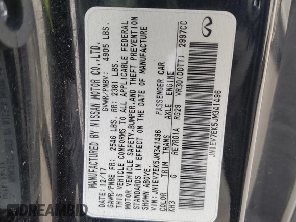 2018 Infiniti Q60 Sport with VIN JN1EV7EK5JM341496, listed as a Copart auction lot 75397364 with 89,868 mi miles and Non Repairable. Bid and sale history available at DreamBid. Image 13.