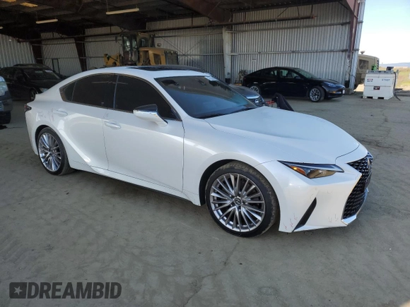 2023 Lexus IS with VIN JTHDA1D29P5126031, listed as a Copart auction lot 47622445 with 17,562 mi miles and Salvage Title. Bid and sale history available at carsss.com. Image 4.