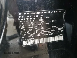 2024 Volkswagen Tiguan S с VIN 3VVRB7AX8RM202635, выставлен на аукционе Copart как лот 54841155 с пробегом Не указан миль и На запчасти • Non repairable. История ставок и продаж доступна на DreamBid. Изображение 13.