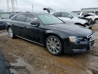 2014 Audi A8 4.0T with VIN WAUR2AFD1EN003630, listed as a Copart auction lot 46366935 with 101,747 mi miles and Salvage Title. Bid and sale history available at DreamBid. Image 4.