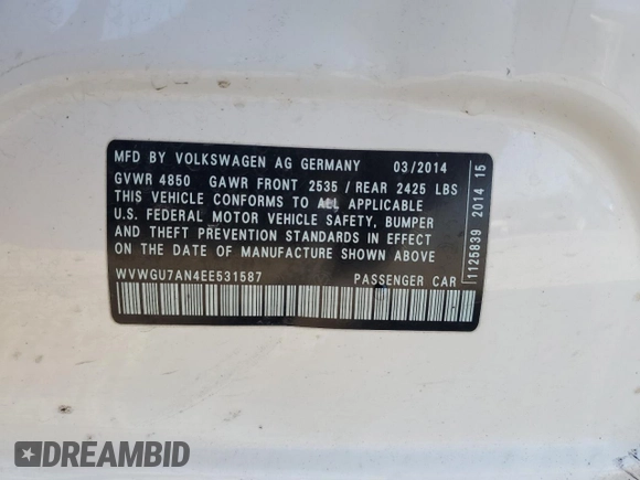 2014 Volkswagen CC VR6 Executive 4Motion with VIN WVWGU7AN4EE531587, listed as a Copart auction lot 79768104 with 77,333 mi miles and Salvage Title. Bid and sale history available at carsss.com. Image 12.