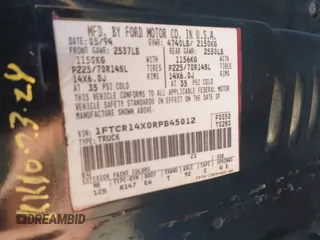 1994 Ford Ranger Splash z VIN 1FTCR14X0RPB45012, wystawiony jako IAAI lot #42033127 z przebiegiem 335 097 mil mil oraz . Historia ofert i sprzedaży dostępna na DreamBid. Obrazek 9.