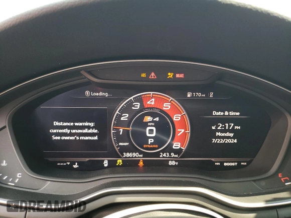 2018 Audi S4 Prestige with VIN WAUC4AF49JA069344, listed as a Copart auction lot 63826864 with 38,690 mi miles and Salvage Title. Bid and sale history available at carsss.com. Image 9.