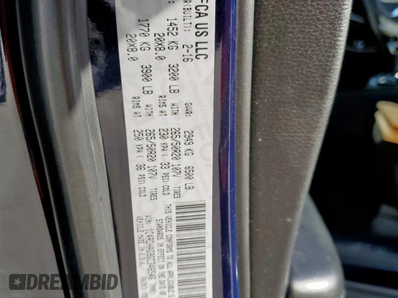 2016 Dodge Durango SXT with VIN 1C4RDHAG9GC346546, listed as a Copart auction lot 60976885 with 145,260 mi miles and Salvage title. Bid and sale history available at DreamBid. Image 13.