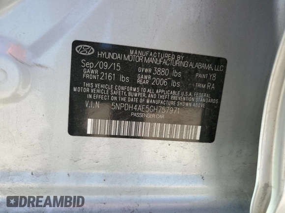 2016 Hyundai Elantra SE z VIN 5NPDH4AE5GH757971, wystawiony jako Copart lot #52736315 z przebiegiem 107 404 mil mil oraz Szkoda całkowita • Salvage title. Historia ofert i sprzedaży dostępna na DreamBid. Obrazek 15.