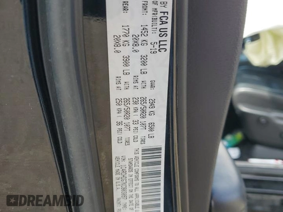2019 Dodge Durango GT Plus with VIN 1C4RDHDG7KC803097, listed as a Copart auction lot 49350345 with Not Provided miles and Salvage Title. Bid and sale history available at carsss.com. Image 15.