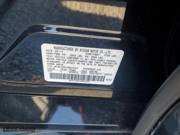2018 Infiniti Q50 3.0t SPORT with VIN JN1EV7AR3JM437307, listed as a Copart auction lot 48742225 with 36,212 mi miles and Salvage Title. Bid and sale history available at carsss.com. Image 12.