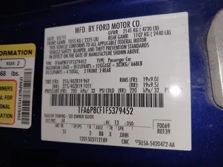 2015 Ford Mustang GT with VIN 1FA6P8CF1F5379452, listed as a IAAI auction lot 41355235 with 128,257 mi miles and . Bid and sale history available at DreamBid. Image 9.
